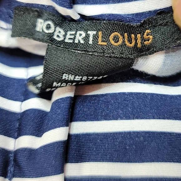 Robert Louis Wide Leg Cropped Navy Blue & White Striped Pants Womens Size Small - Picture 6 of 12